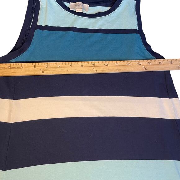 Loft Blue Striped Rayon Sleeveless Casual Dress Size SP - Picture 6 of 7